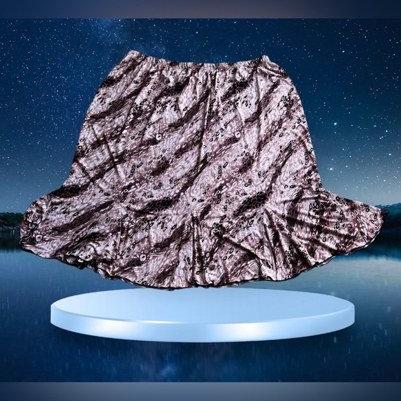 Jaclyn Smith Skirt Womens 2X Plus Brown Black Flare Lined Animal Print Side - Picture 13 of 15